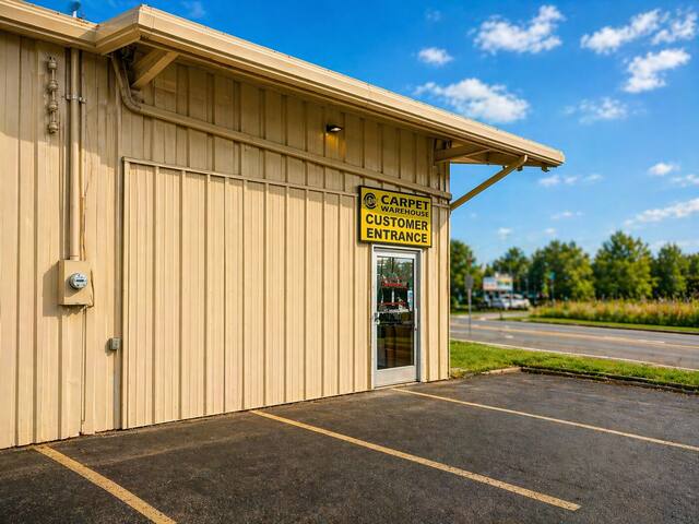 Customer entrance to Albany Carpet Warehouse