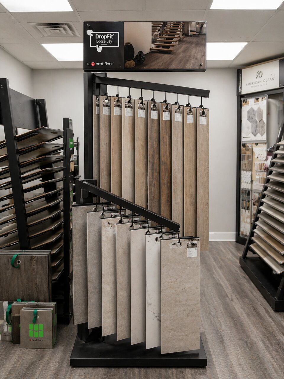 Next Floor luxury vinyl plank showroom display