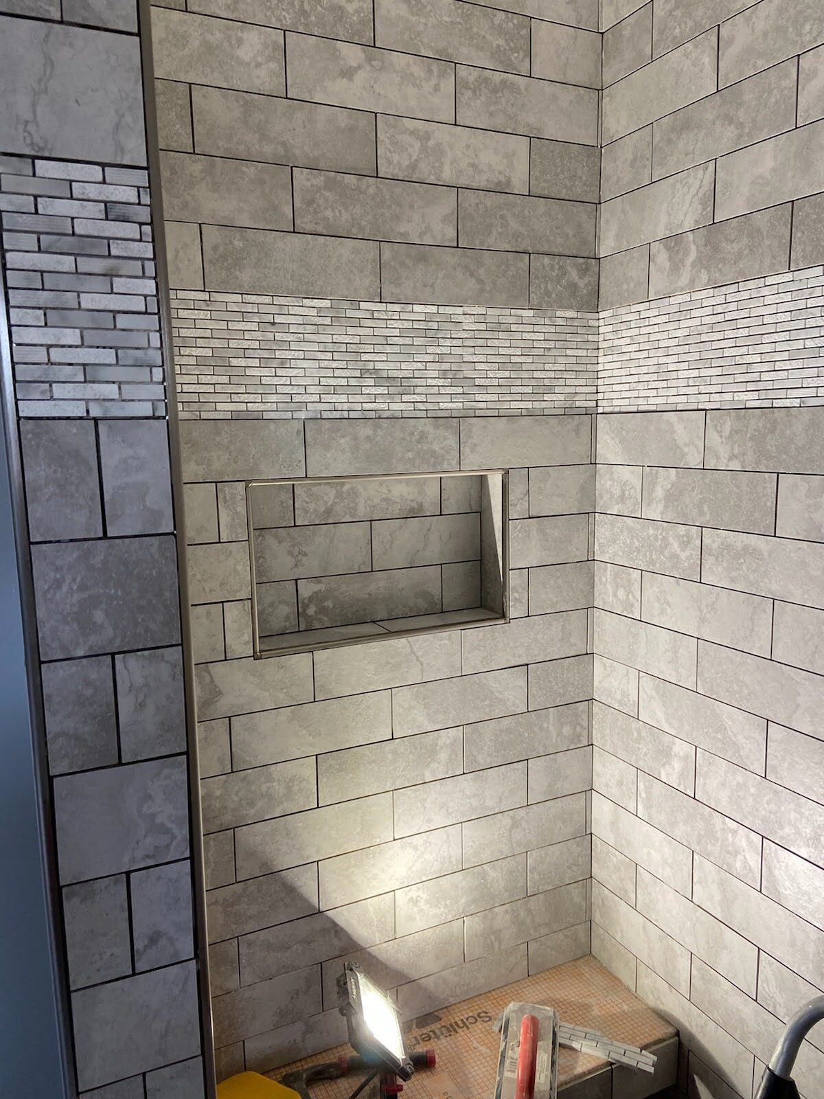 Tile display samples in the Wolf Road showroom